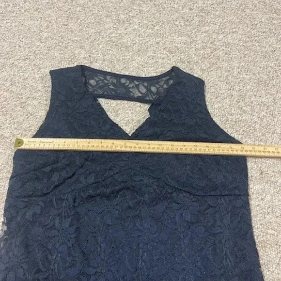 Blu Sage Navy Blue Lace Overlay Dress Size 14W Wedding Cocktail Party - Picture 9 of 11